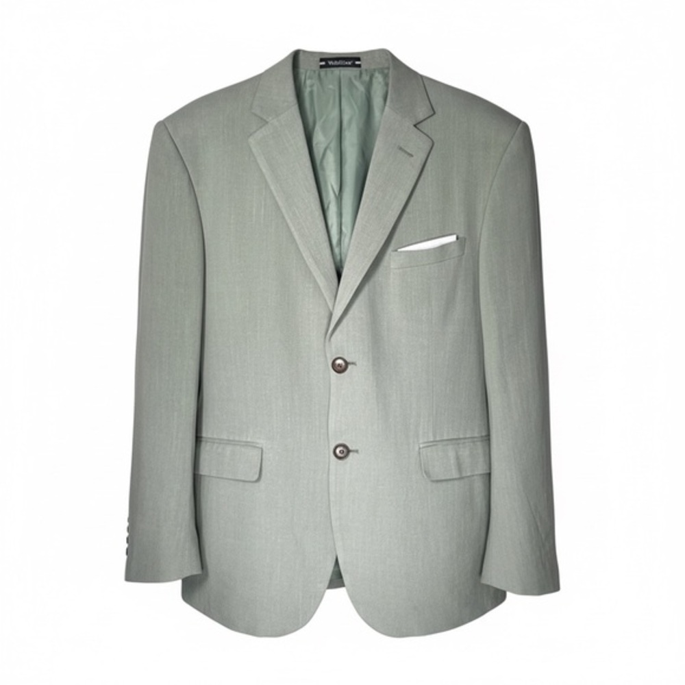 Wehilion Mens Linen Blend Button Blazer LG 42L Sage Green Sport Coat Rayon Linen